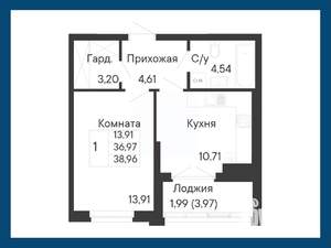 1-к квартира, вторичка, 39м2, 8/8 этаж