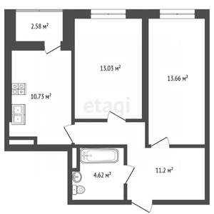 2-к квартира, вторичка, 56м2, 3/21 этаж