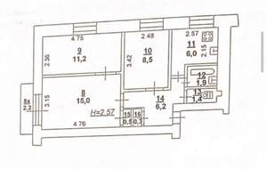 3-к квартира, вторичка, 52м2, 4/5 этаж
