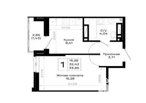 1-к квартира, вторичка, 34м2, 8/20 этаж