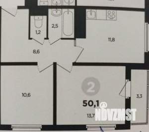 2-к квартира, вторичка, 51м2, 4/25 этаж