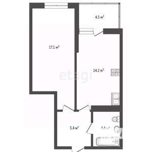 1-к квартира, вторичка, 40м2, 4/10 этаж