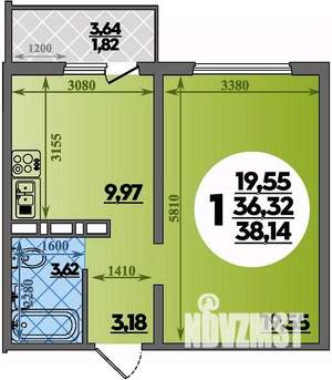 1-к квартира, вторичка, 38м2, 9/17 этаж