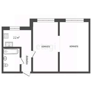 2-к квартира, вторичка, 41м2, 1/1 этаж