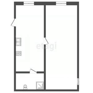 1-к квартира, вторичка, 16м2, 2/2 этаж