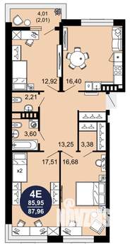 3-к квартира, вторичка, 88м2, 3/10 этаж