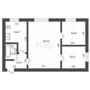 3-к квартира, вторичка, 39м2, 2/3 этаж