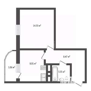 1-к квартира, вторичка, 38м2, 24/24 этаж