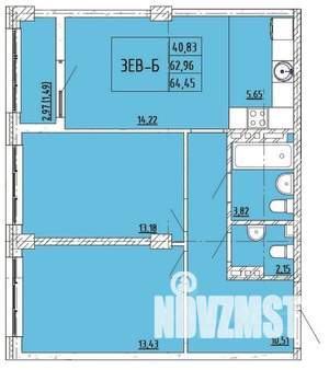 2-к квартира, строящийся дом, 64м2, 5/6 этаж