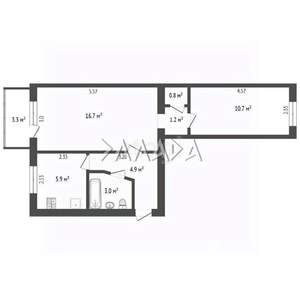 2-к квартира, вторичка, 44м2, 4/5 этаж