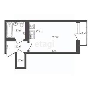 Студия квартира, вторичка, 38м2, 3/17 этаж