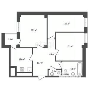 3-к квартира, вторичка, 100м2, 11/18 этаж
