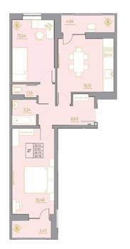 2-к квартира, вторичка, 70м2, 14/22 этаж