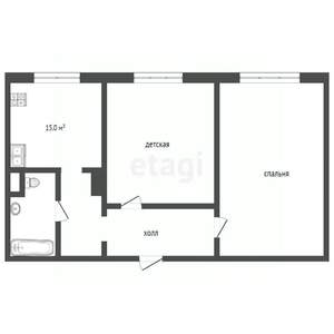 2-к квартира, вторичка, 47м2, 3/3 этаж