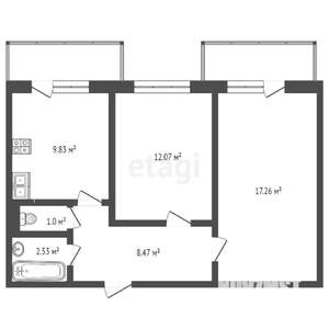 2-к квартира, вторичка, 51м2, 8/19 этаж