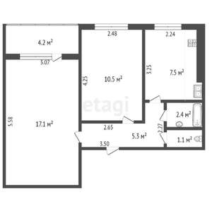2-к квартира, вторичка, 44м2, 6/9 этаж