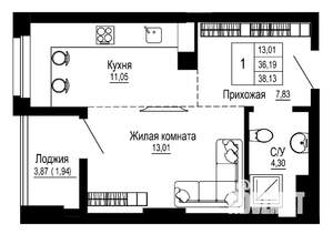 1-к квартира, вторичка, 38м2, 7/27 этаж