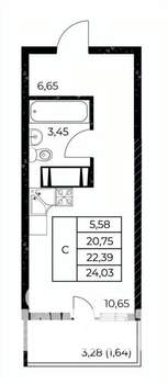 Студия квартира, вторичка, 24м2, 6/25 этаж