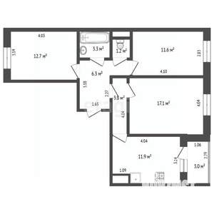 3-к квартира, вторичка, 68м2, 7/18 этаж