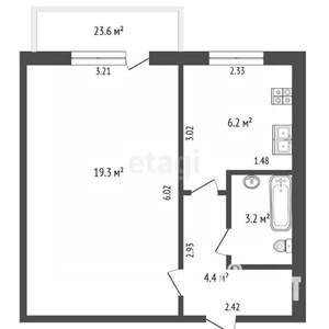 1-к квартира, вторичка, 33м2, 5/10 этаж