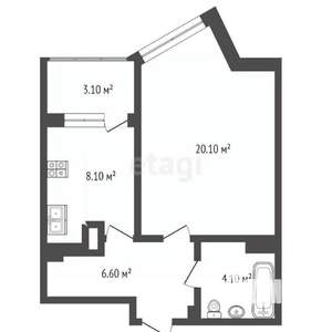 1-к квартира, вторичка, 42м2, 6/24 этаж
