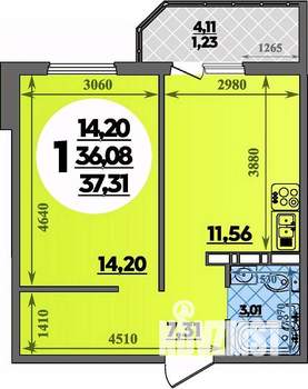 1-к квартира, вторичка, 37м2, 11/17 этаж