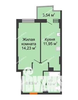 1-к квартира, вторичка, 40м2, 6/24 этаж