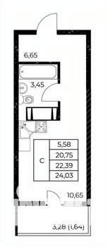 Студия квартира, вторичка, 24м2, 21/25 этаж