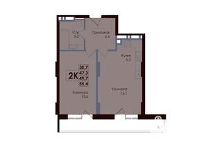 2-к квартира, вторичка, 50м2, 14/25 этаж