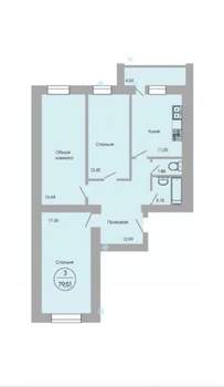 3-к квартира, вторичка, 79м2, 5/10 этаж