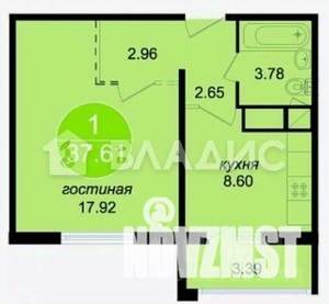 1-к квартира, вторичка, 38м2, 11/17 этаж