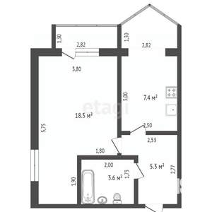 1-к квартира, вторичка, 36м2, 5/9 этаж