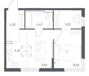 1-к квартира, вторичка, 41м2, 12/17 этаж