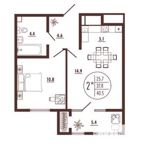 1-к квартира, вторичка, 41м2, 11/13 этаж