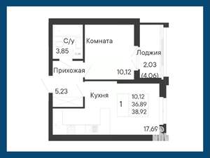 1-к квартира, вторичка, 39м2, 6/8 этаж