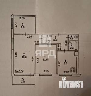 3-к квартира, вторичка, 58м2, 8/9 этаж