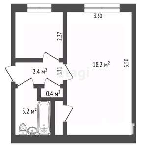 1-к квартира, вторичка, 41м2, 1/4 этаж