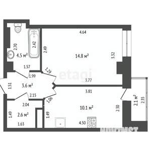1-к квартира, вторичка, 36м2, 17/25 этаж