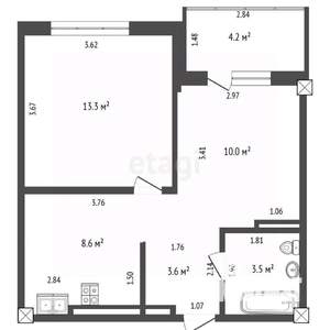 1-к квартира, вторичка, 40м2, 3/10 этаж
