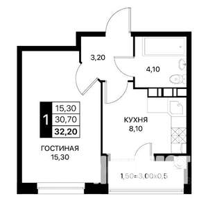 1-к квартира, вторичка, 32м2, 9/12 этаж