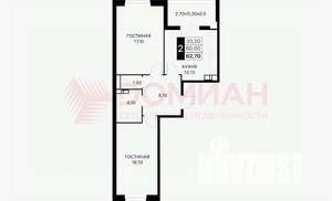 2-к квартира, вторичка, 66м2, 4/13 этаж