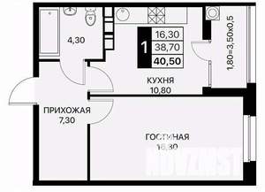 1-к квартира, вторичка, 41м2, 6/11 этаж