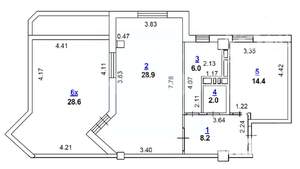 1-к квартира, вторичка, 60м2, 7/17 этаж