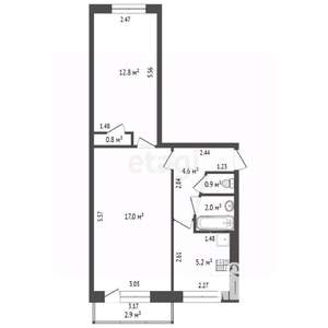 2-к квартира, вторичка, 44м2, 4/5 этаж