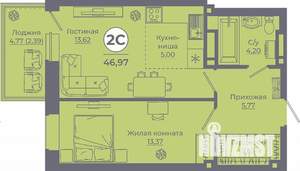 2-к квартира, вторичка, 47м2, 23/24 этаж