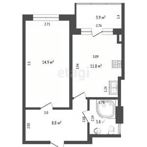 1-к квартира, вторичка, 39м2, 8/23 этаж