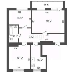 3-к квартира, вторичка, 71м2, 3/9 этаж