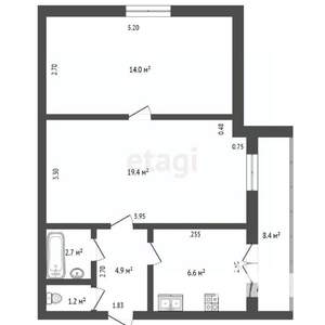 2-к квартира, вторичка, 49м2, 3/18 этаж