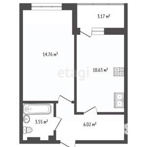 1-к квартира, вторичка, 38м2, 6/20 этаж