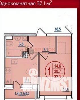 1-к квартира, вторичка, 32м2, 4/5 этаж